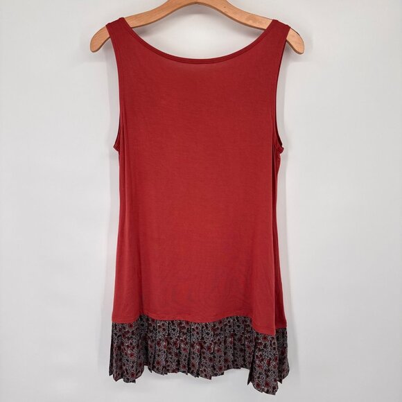 Logo Layers rust Sleeveless Tunic With Floral Print Ruffle Hem Womens medium - Picture 10 of 11